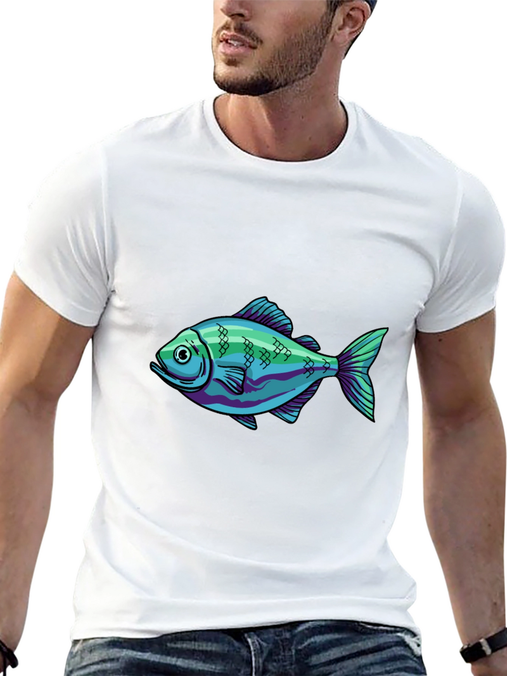 Cool Fish Graphic Black T-Shirt