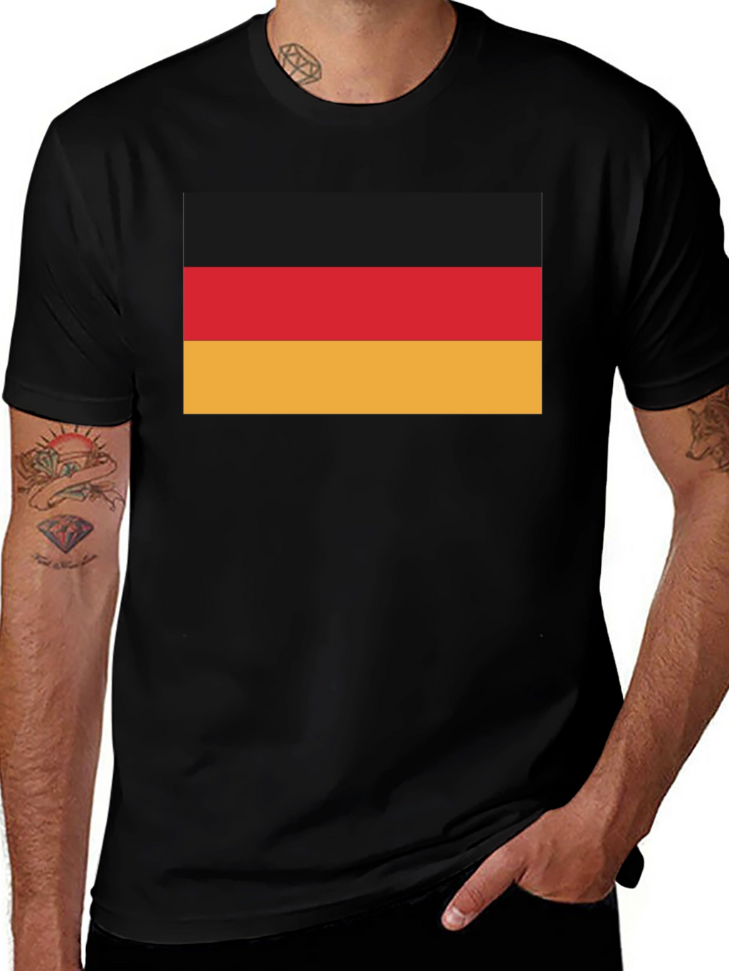 German Flag T-Shirt - Black Crew Neck Tee