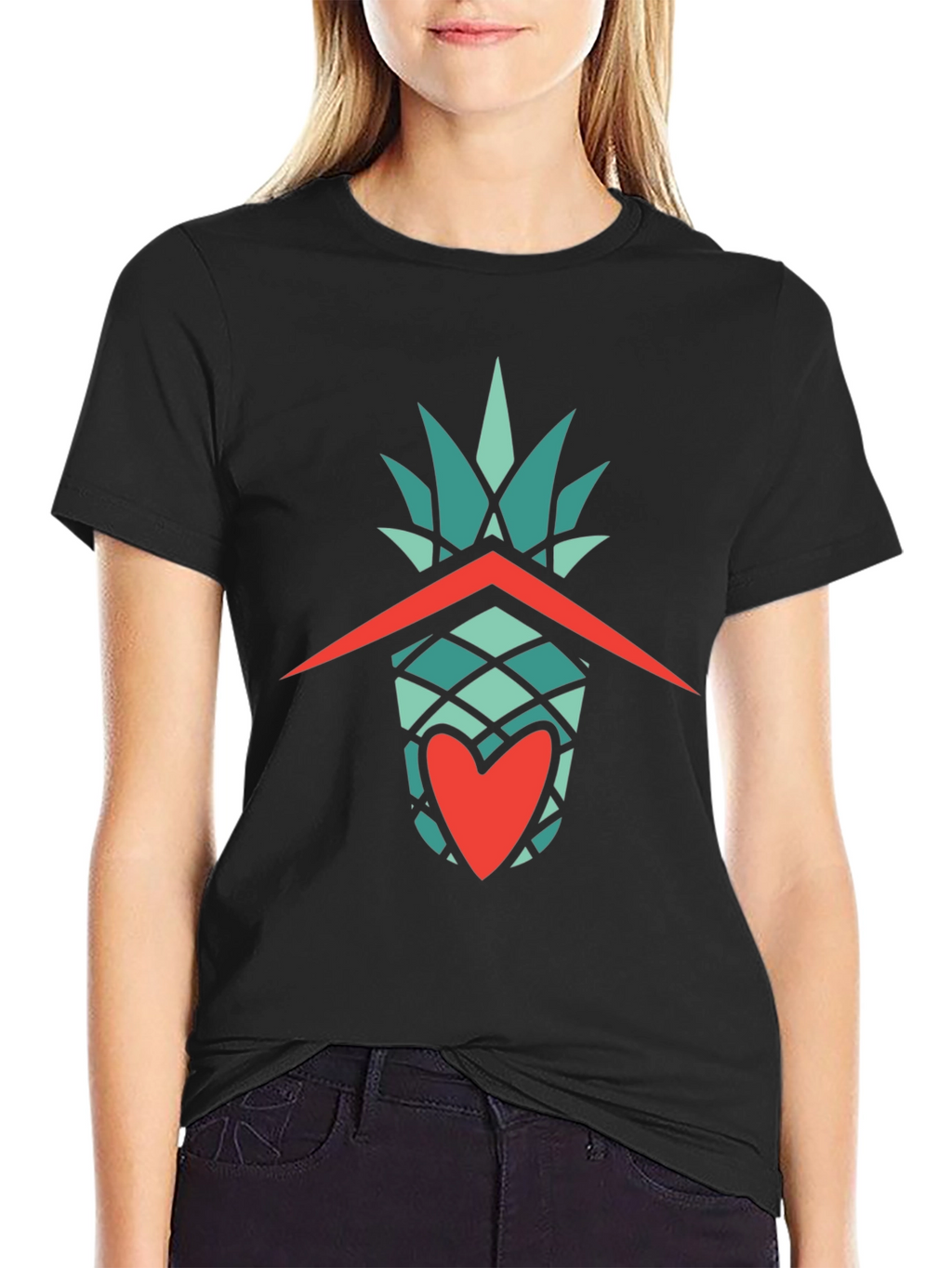 Pineapple Heart Graphic Tee - Casual Style