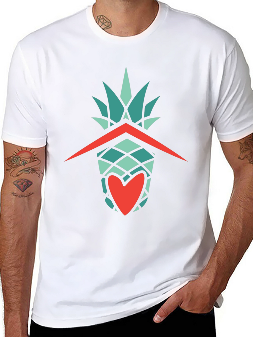Pineapple Heart Graphic Tee - Casual Style