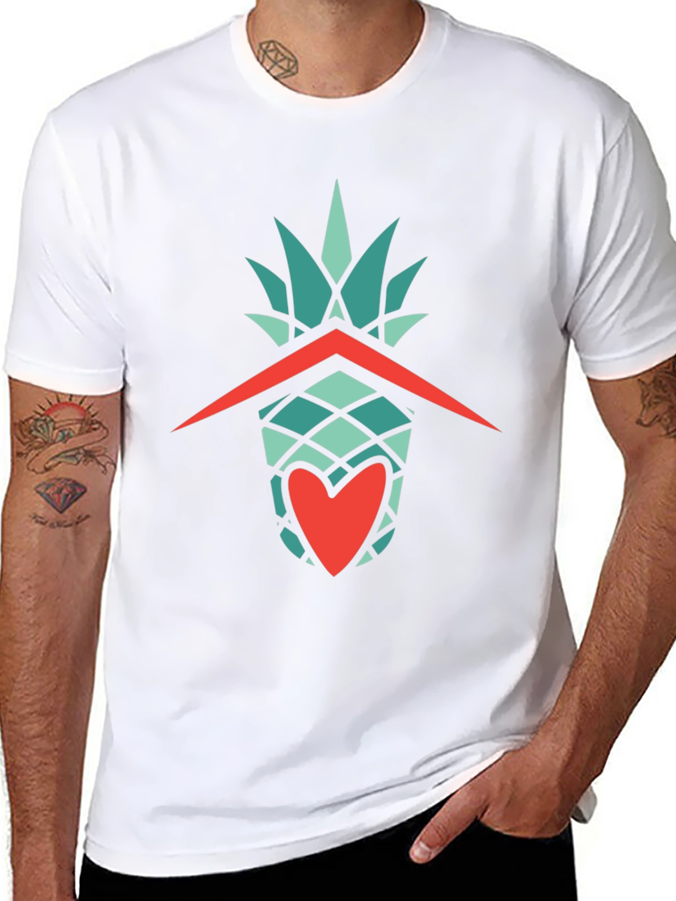Pineapple Heart Graphic Tee - Casual Style