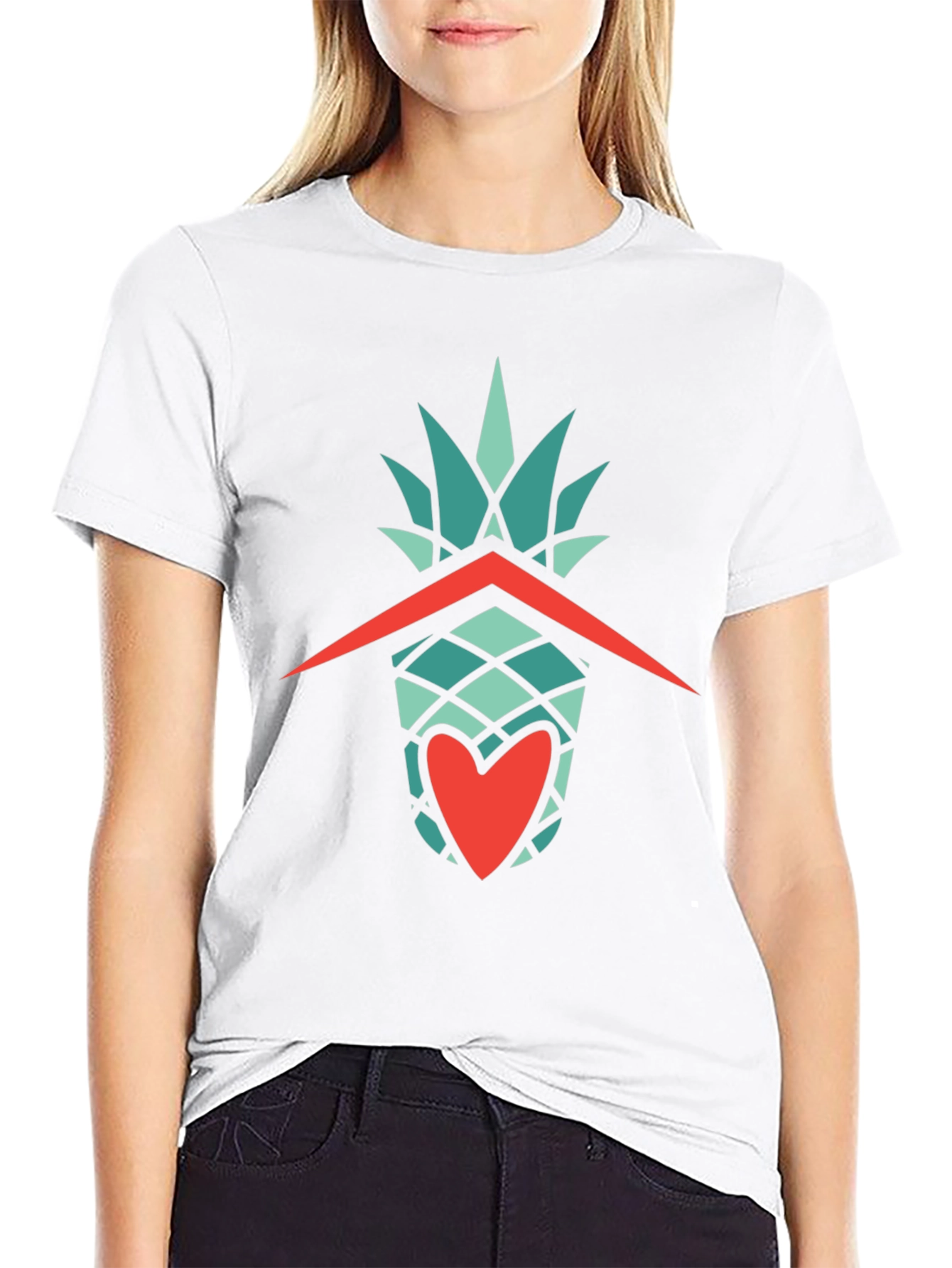 Pineapple Heart Graphic Tee - Casual Style