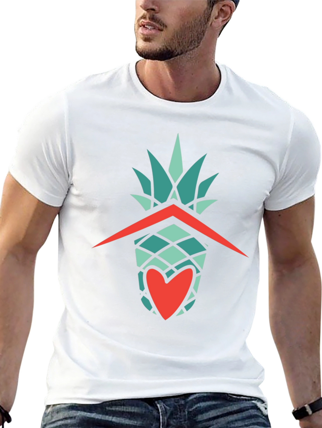 Pineapple Heart Graphic Tee - Casual Style