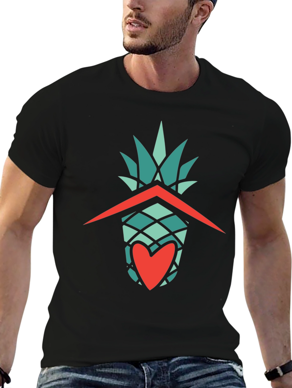 Pineapple Heart Graphic Tee - Casual Style