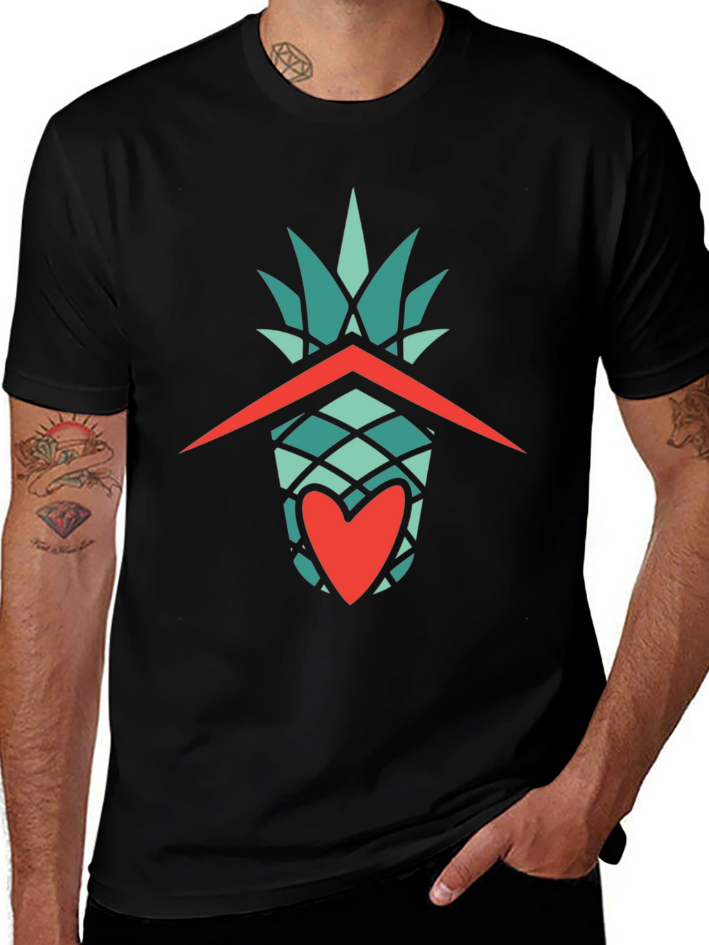 Pineapple Heart Graphic Tee - Casual Style