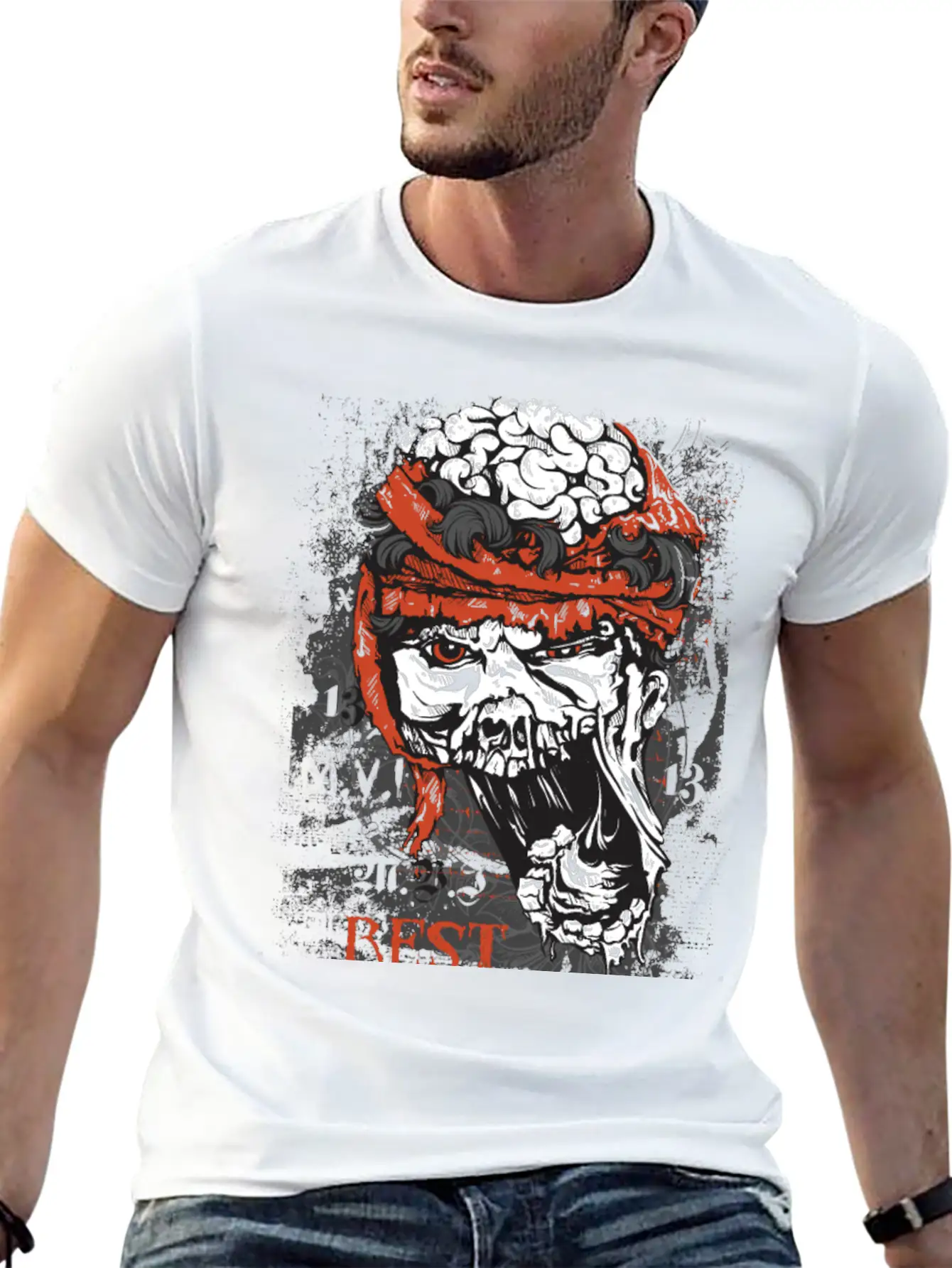 Zombie Head - Rest In Peaces Basic Graphic T-Shirt – Daily Comfort In Soft Cotton