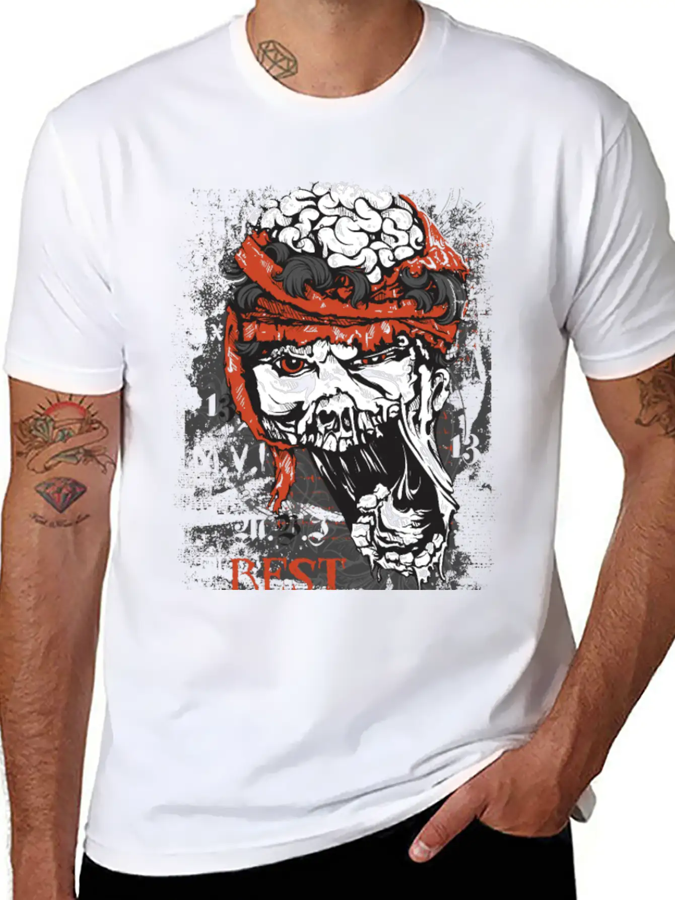 Zombie Head - Rest In Peaces Basic Graphic T-Shirt – Daily Comfort In Soft Cotton