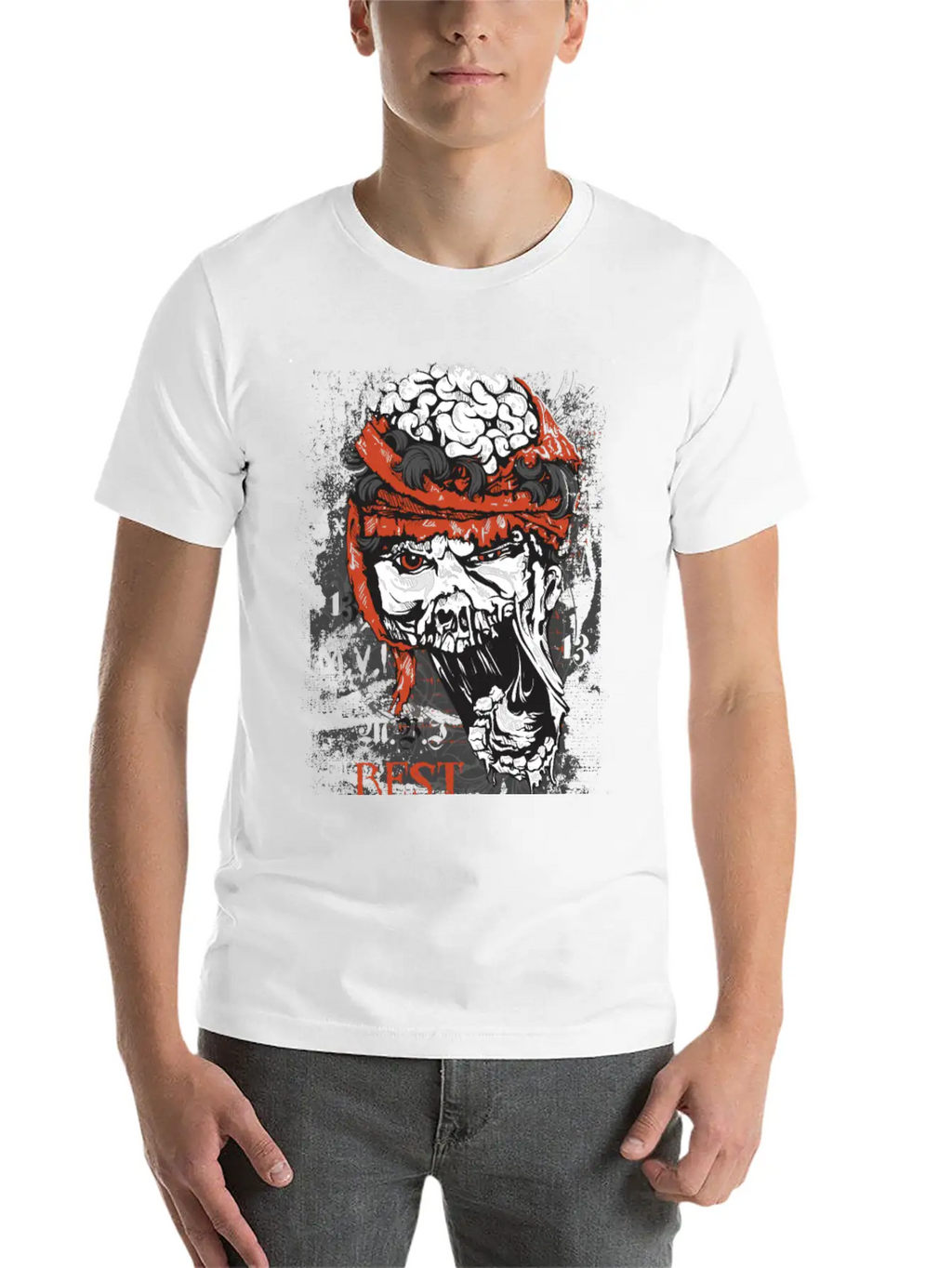 Zombie Head - Rest In Peaces Basic Graphic T-Shirt – Daily Comfort In Soft Cotton