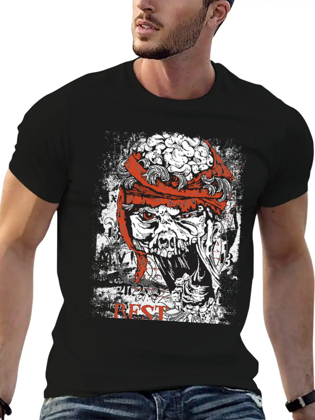 Zombie Head - Rest In Peaces Basic Graphic T-Shirt – Daily Comfort In Soft Cotton