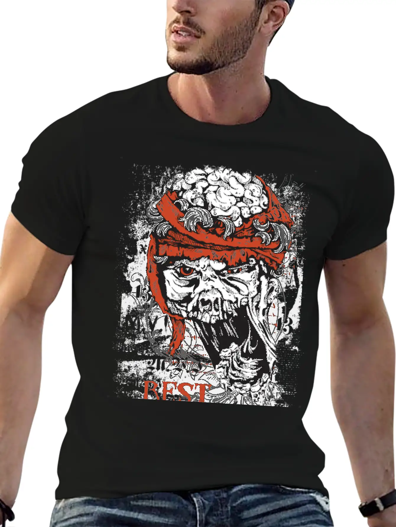 Zombie Head - Rest In Peaces Basic Graphic T-Shirt – Daily Comfort In Soft Cotton