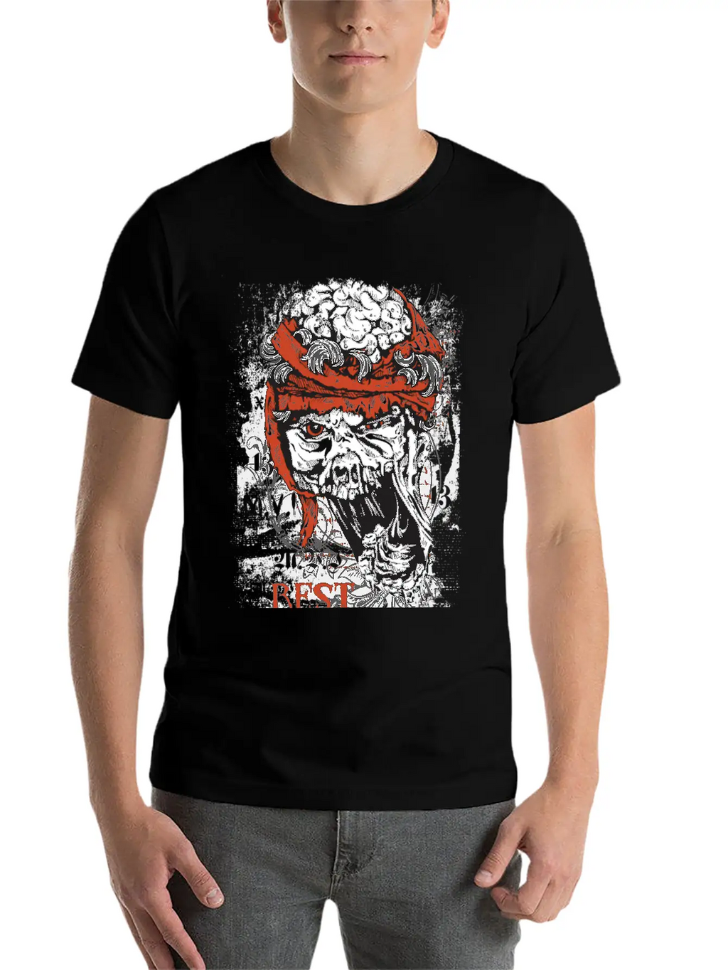 Zombie Head - Rest In Peaces Basic Graphic T-Shirt – Daily Comfort In Soft Cotton
