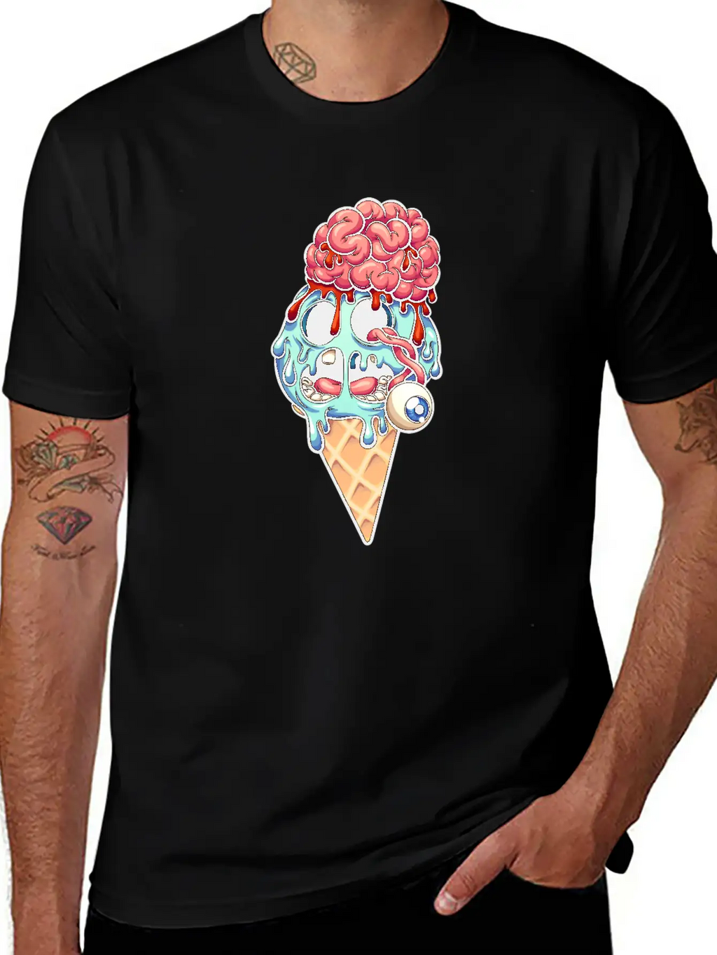 Zombie Ice Cream Breathable Graphic T-Shirt – Perfect For Casual Days