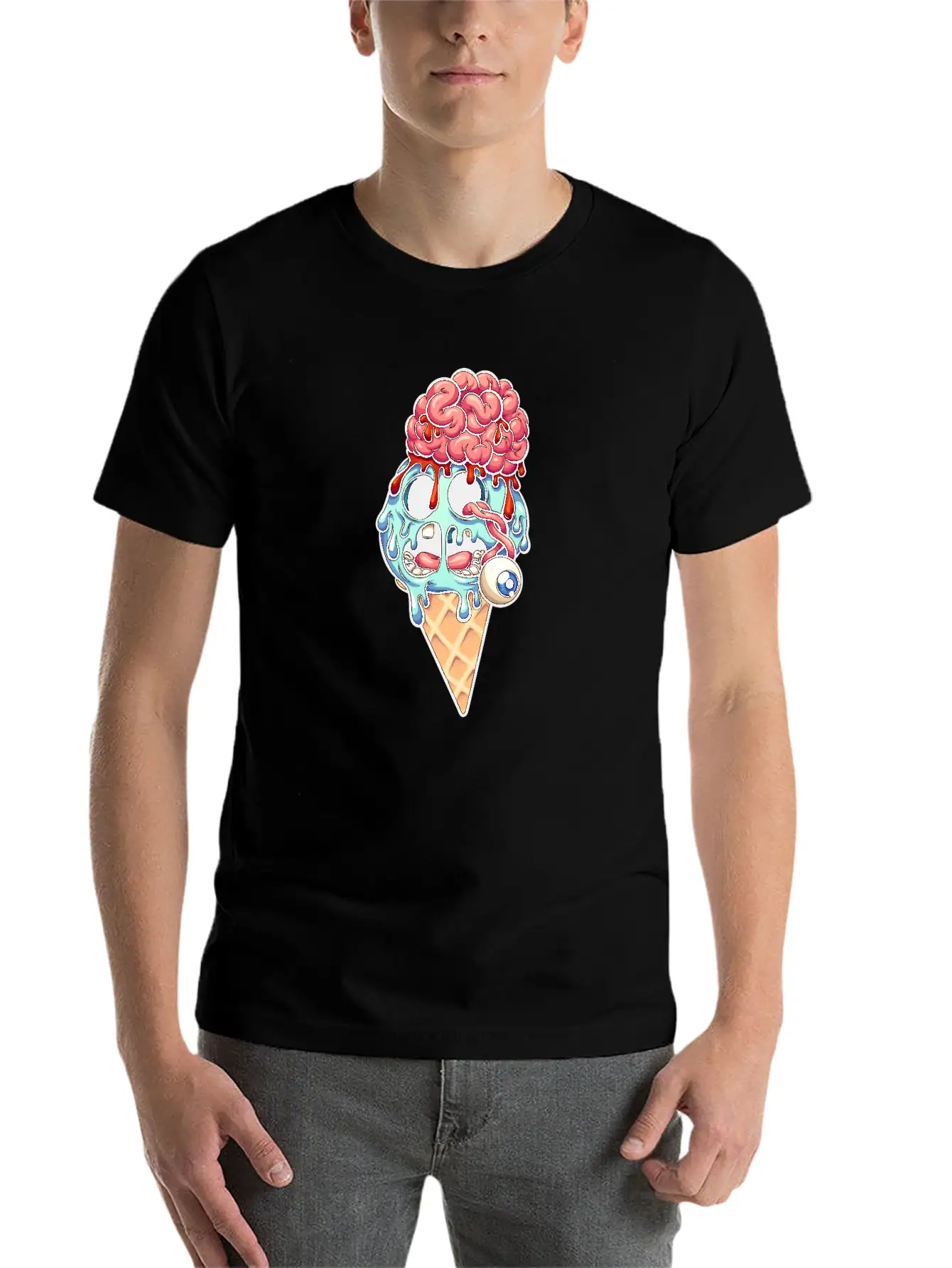 Zombie Ice Cream Breathable Graphic T-Shirt – Perfect For Casual Days