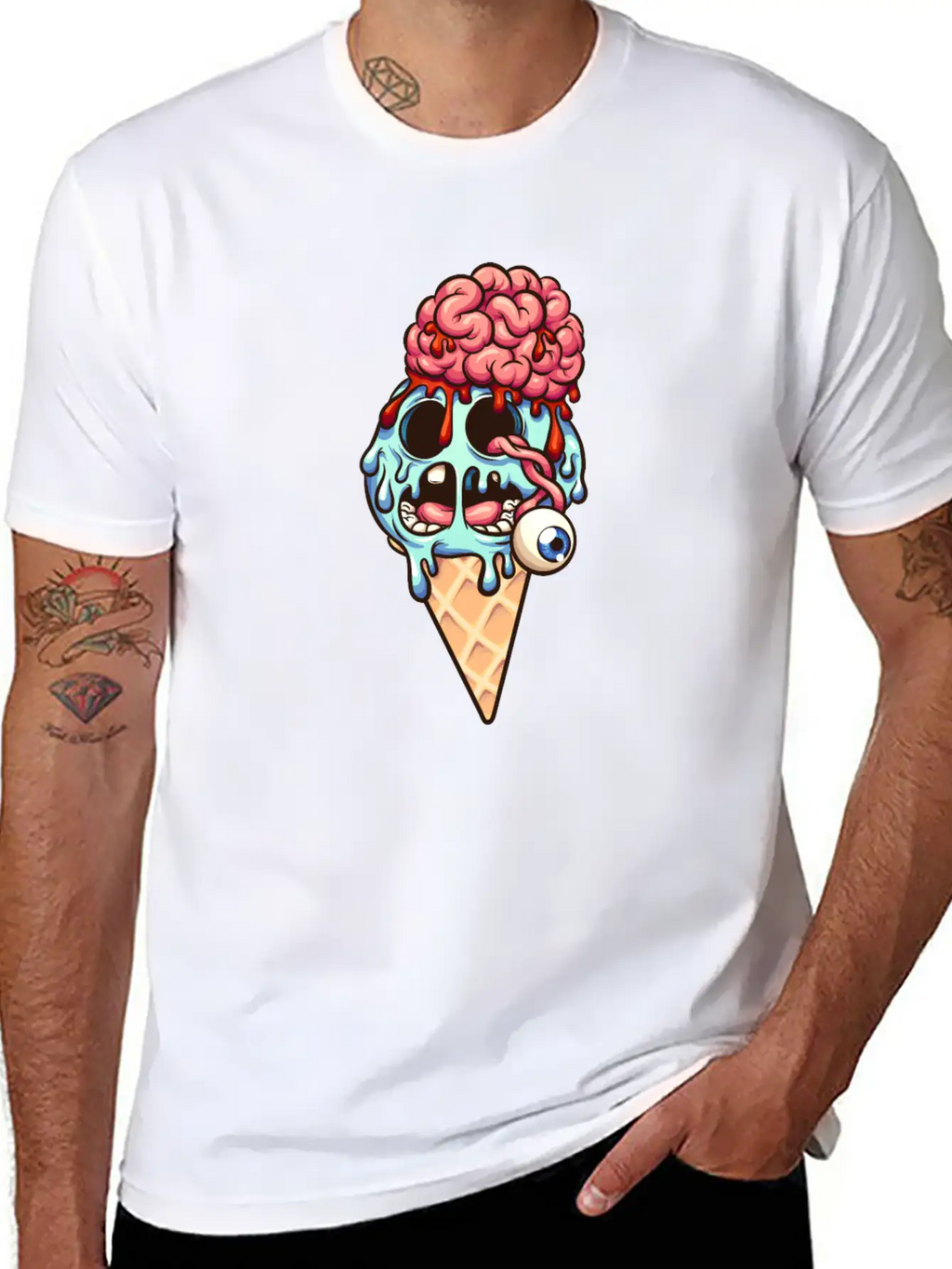 Zombie Ice Cream Breathable Graphic T-Shirt – Perfect For Casual Days