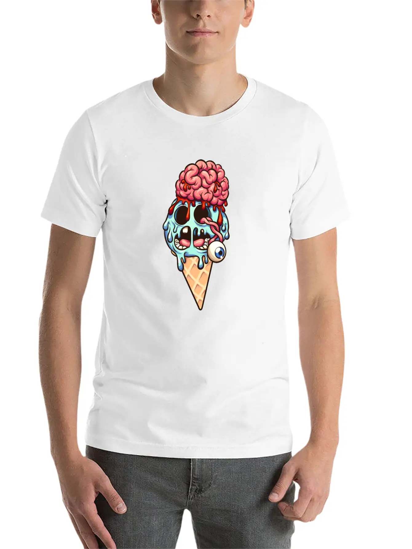 Zombie Ice Cream Breathable Graphic T-Shirt – Perfect For Casual Days