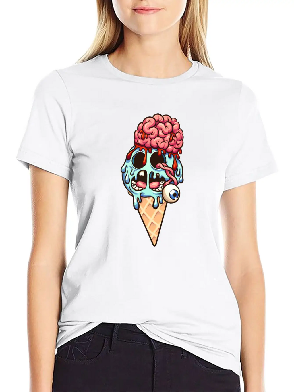 Zombie Ice Cream Breathable Graphic T-Shirt – Perfect For Casual Days