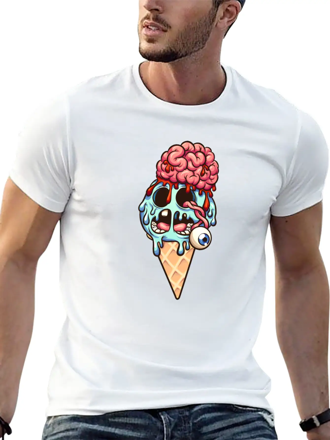 Zombie Ice Cream Breathable Graphic T-Shirt – Perfect For Casual Days