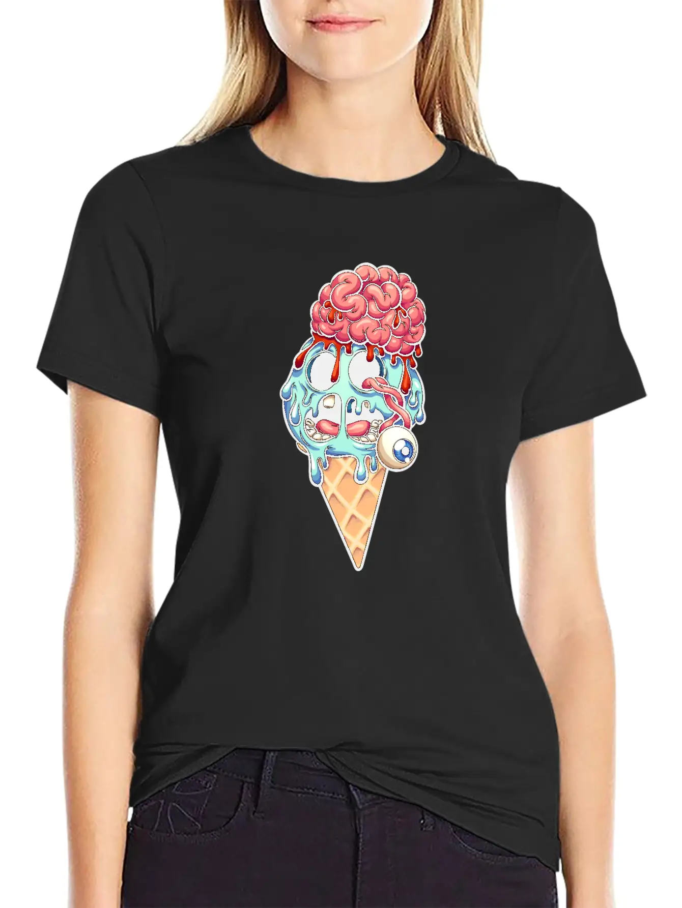 Zombie Ice Cream Breathable Graphic T-Shirt – Perfect For Casual Days