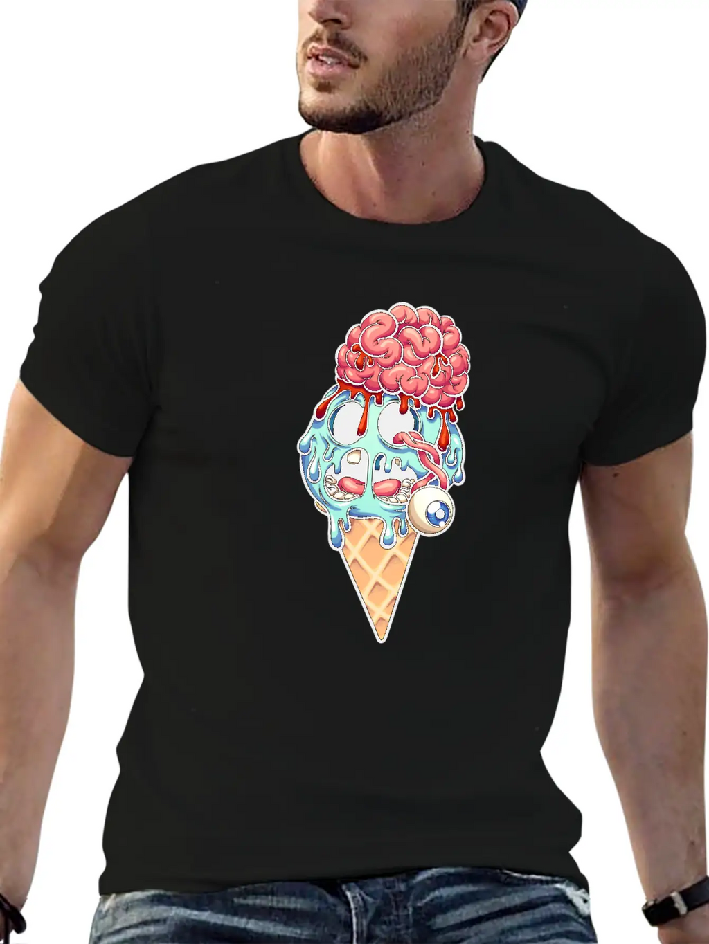 Zombie Ice Cream Breathable Graphic T-Shirt – Perfect For Casual Days