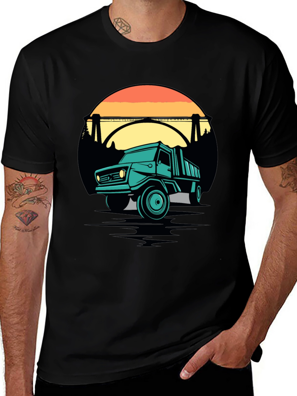 Retro Truck Graphic Tee - Black