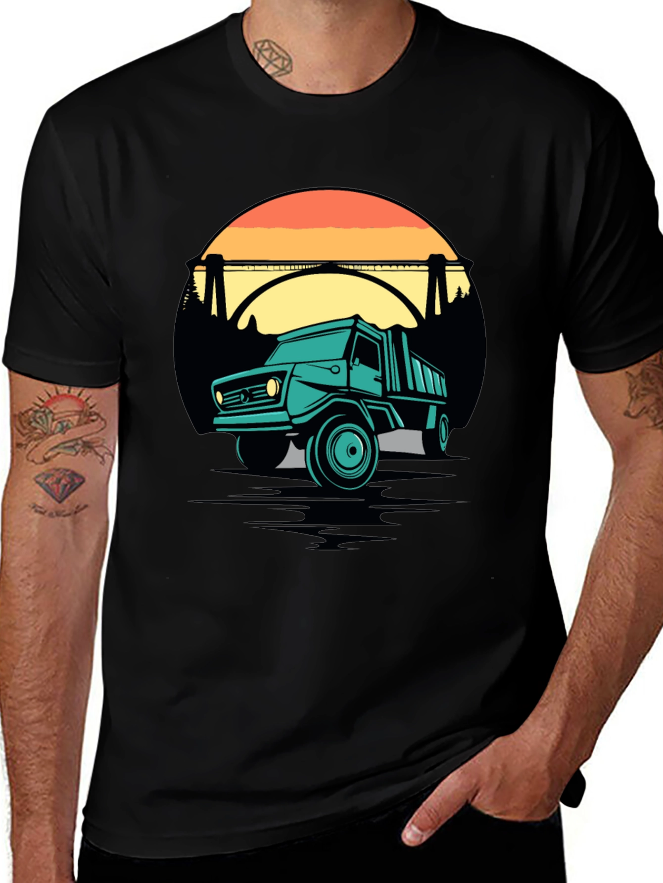 Retro Truck Graphic Tee - Black