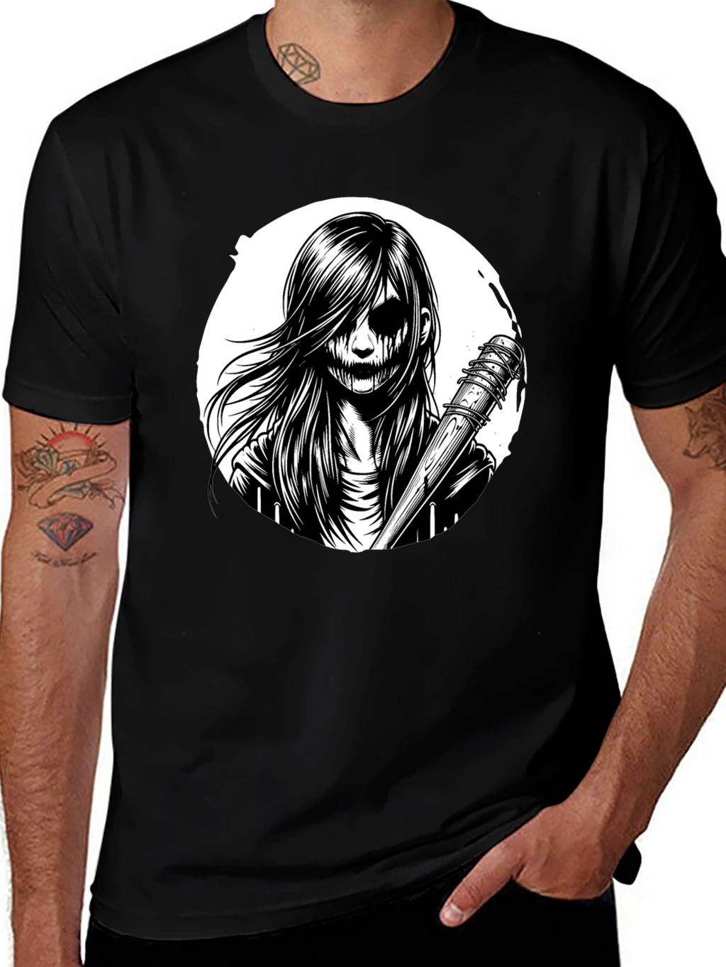 Creepy Girl Graphic Tee - Black T-Shirt