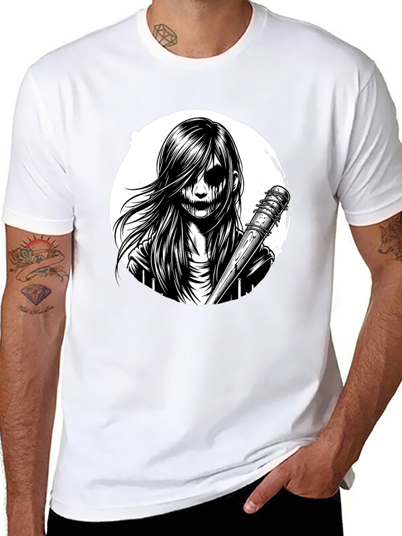 Creepy Girl Graphic Tee - Black T-Shirt