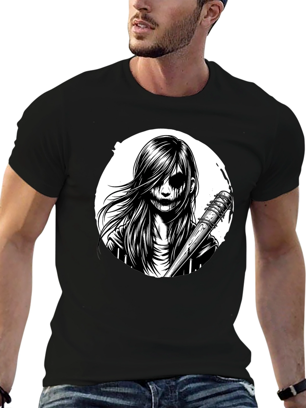 Creepy Girl Graphic Tee - Black T-Shirt