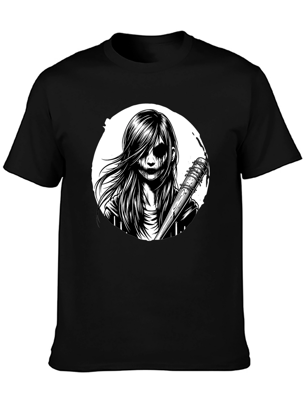 Creepy Girl Graphic Tee - Black T-Shirt
