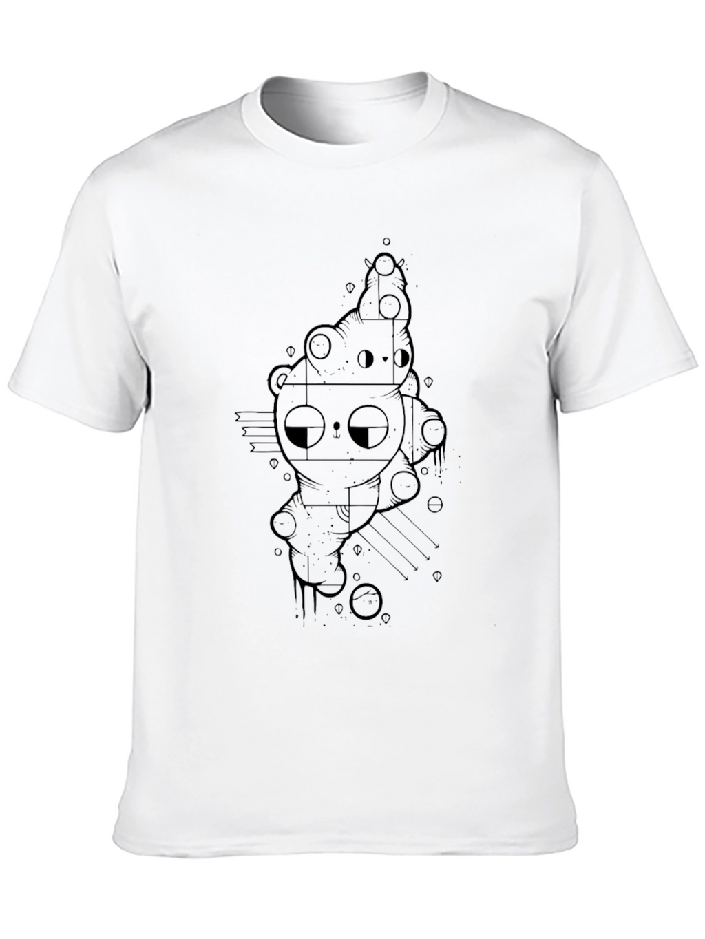 Black Graphic Tee - Abstract Bear Design