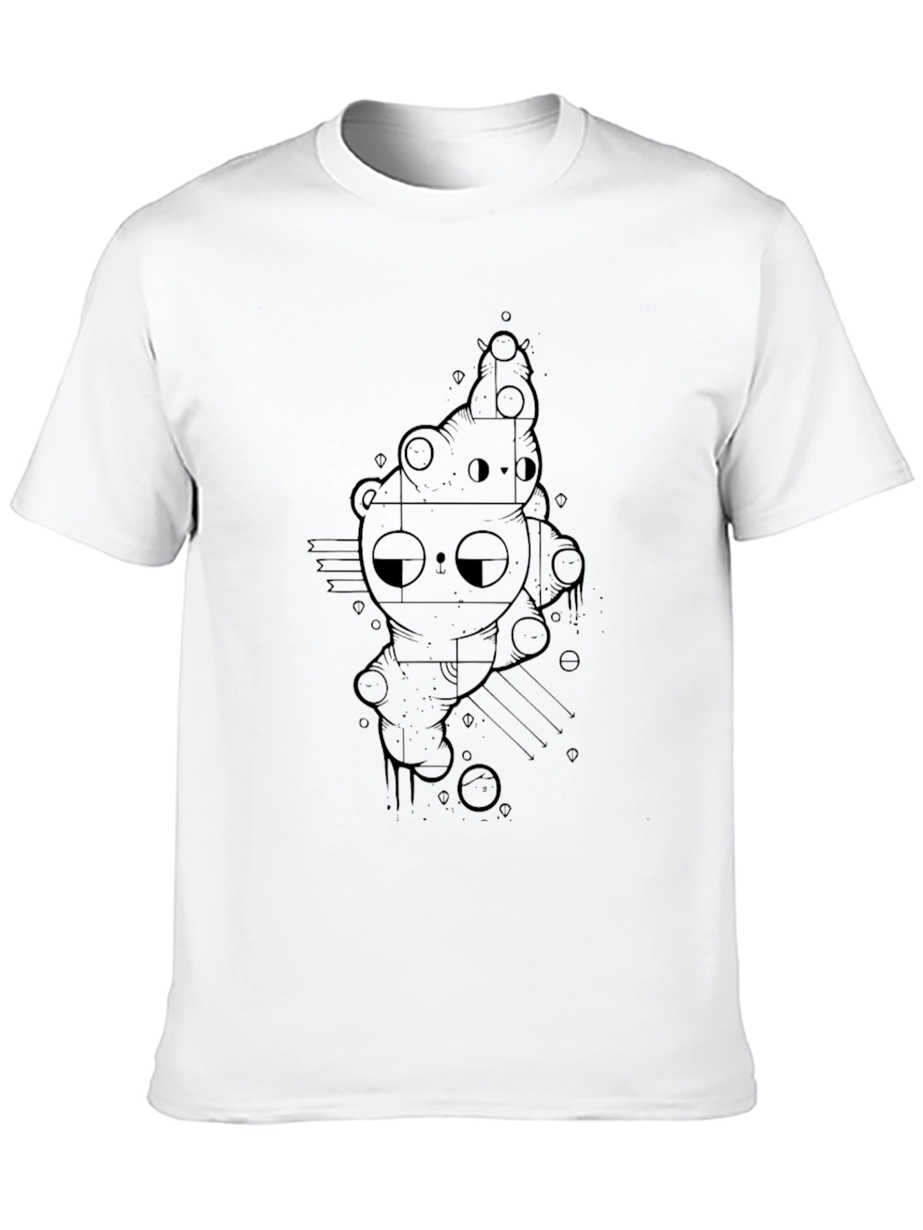 Black Graphic Tee - Abstract Bear Design