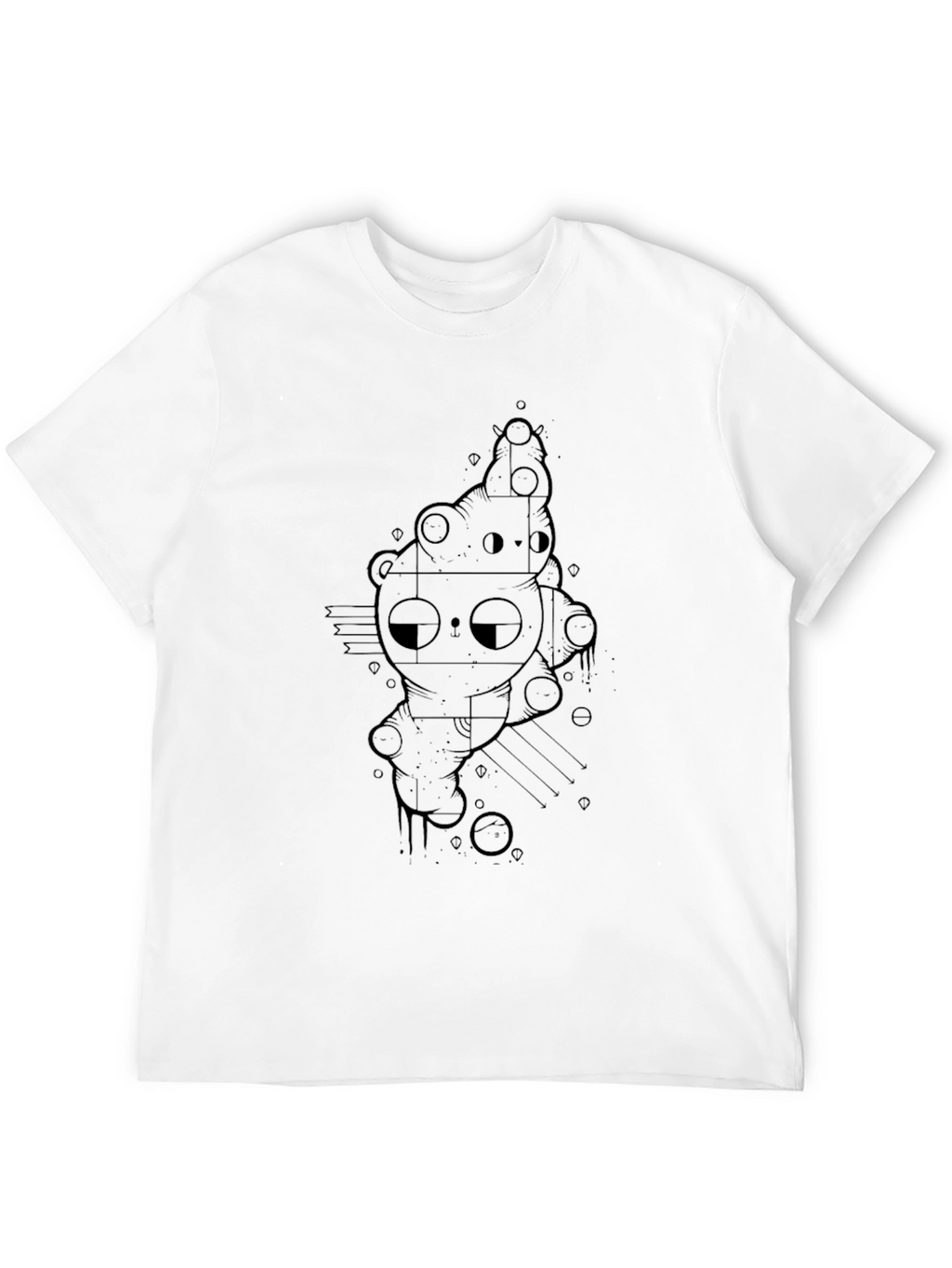 Black Graphic Tee - Abstract Bear Design
