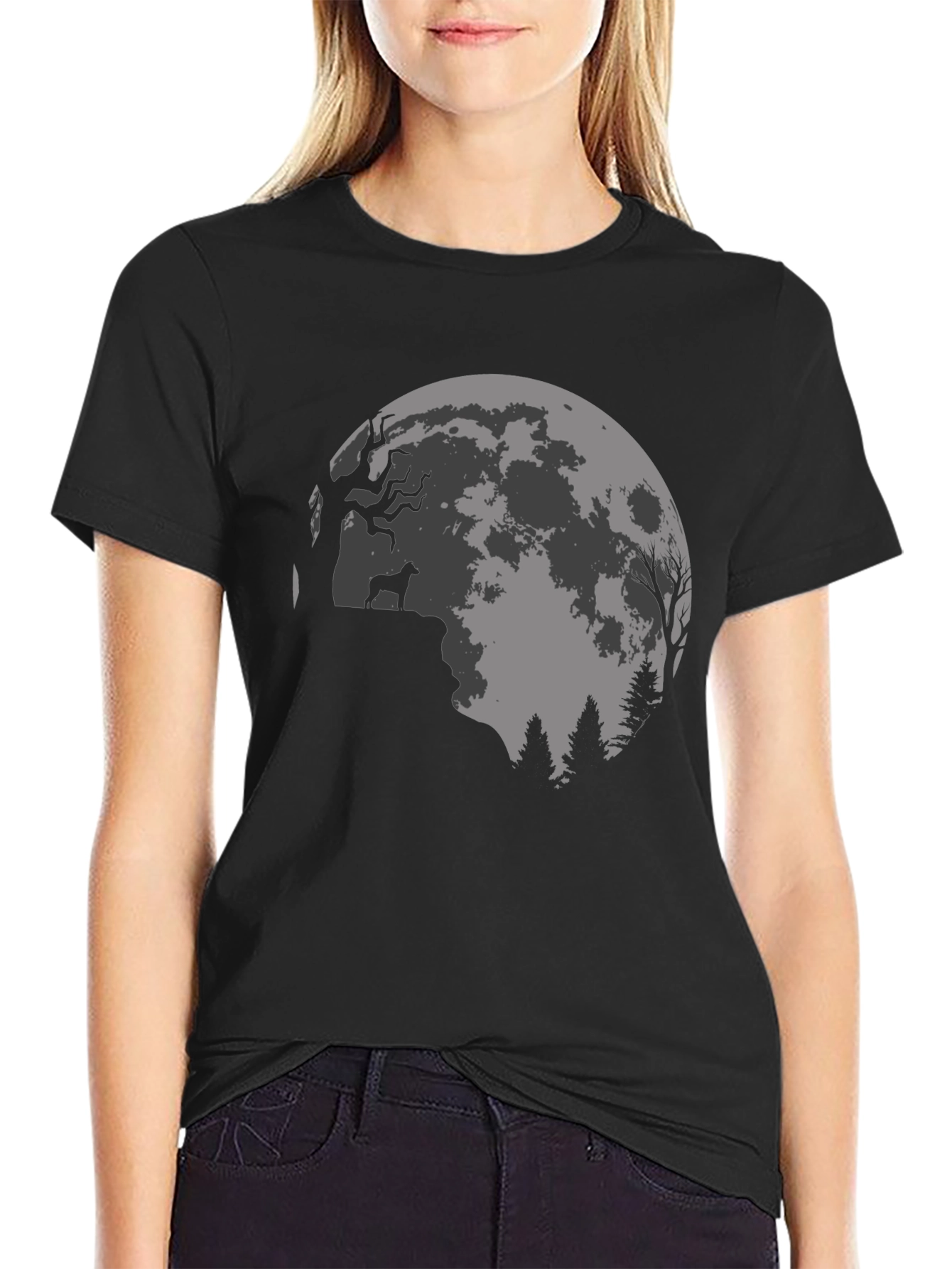 Wolf Moon Graphic Tee - Stylish Black T-Shirt