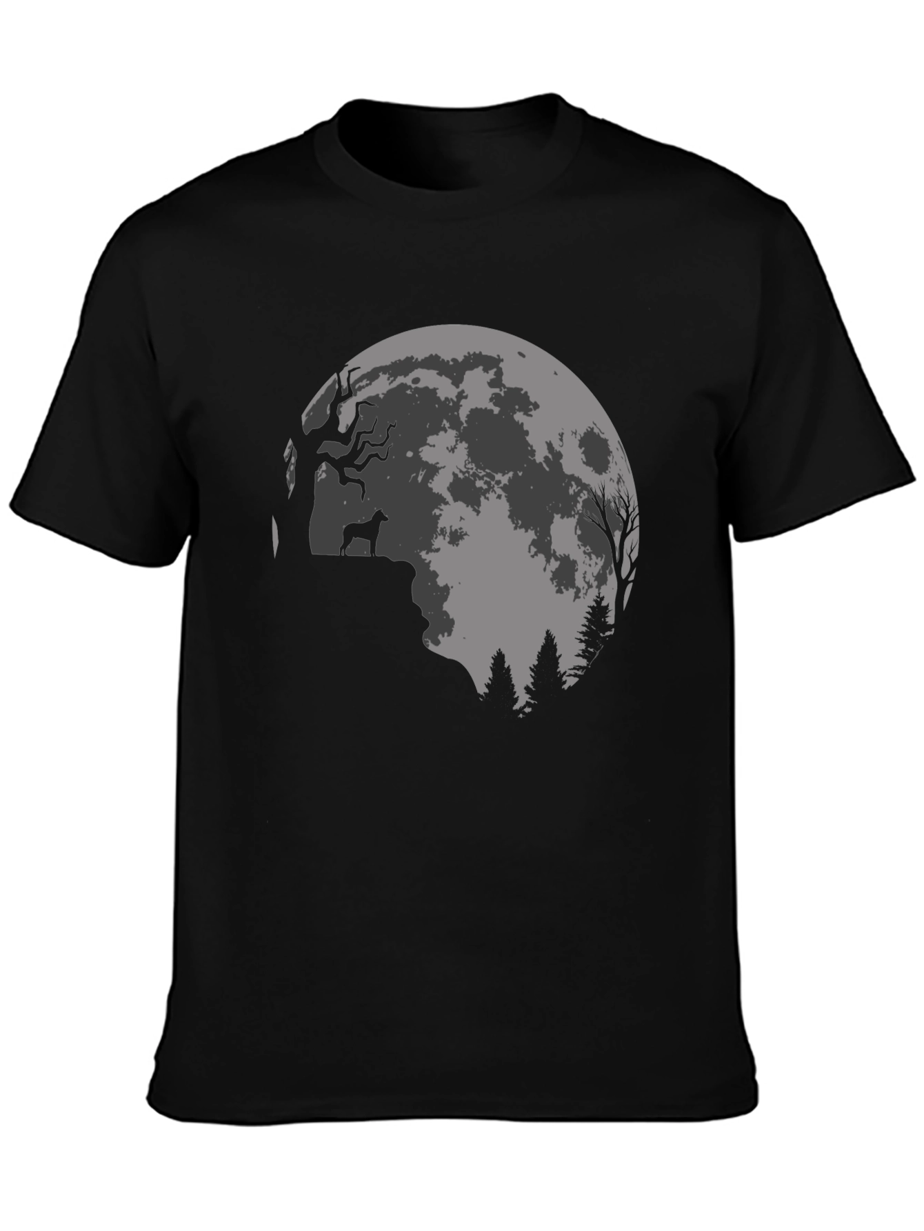 Wolf Moon Graphic Tee - Stylish Black T-Shirt