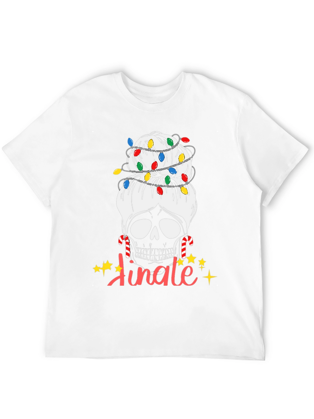 Jingle Skull Messy Bun Christmas T-Shirt