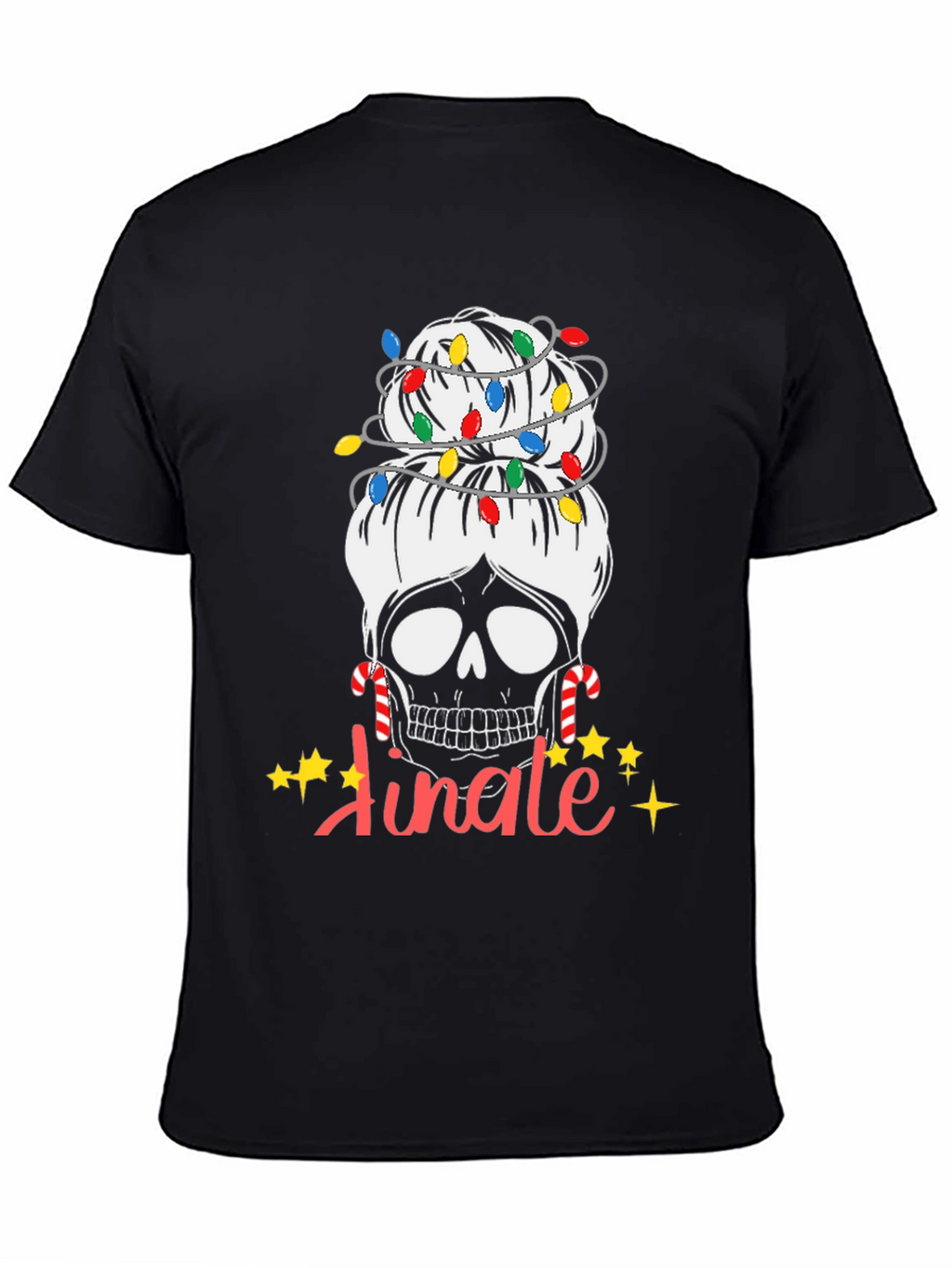 Jingle Skull Messy Bun Christmas T-Shirt
