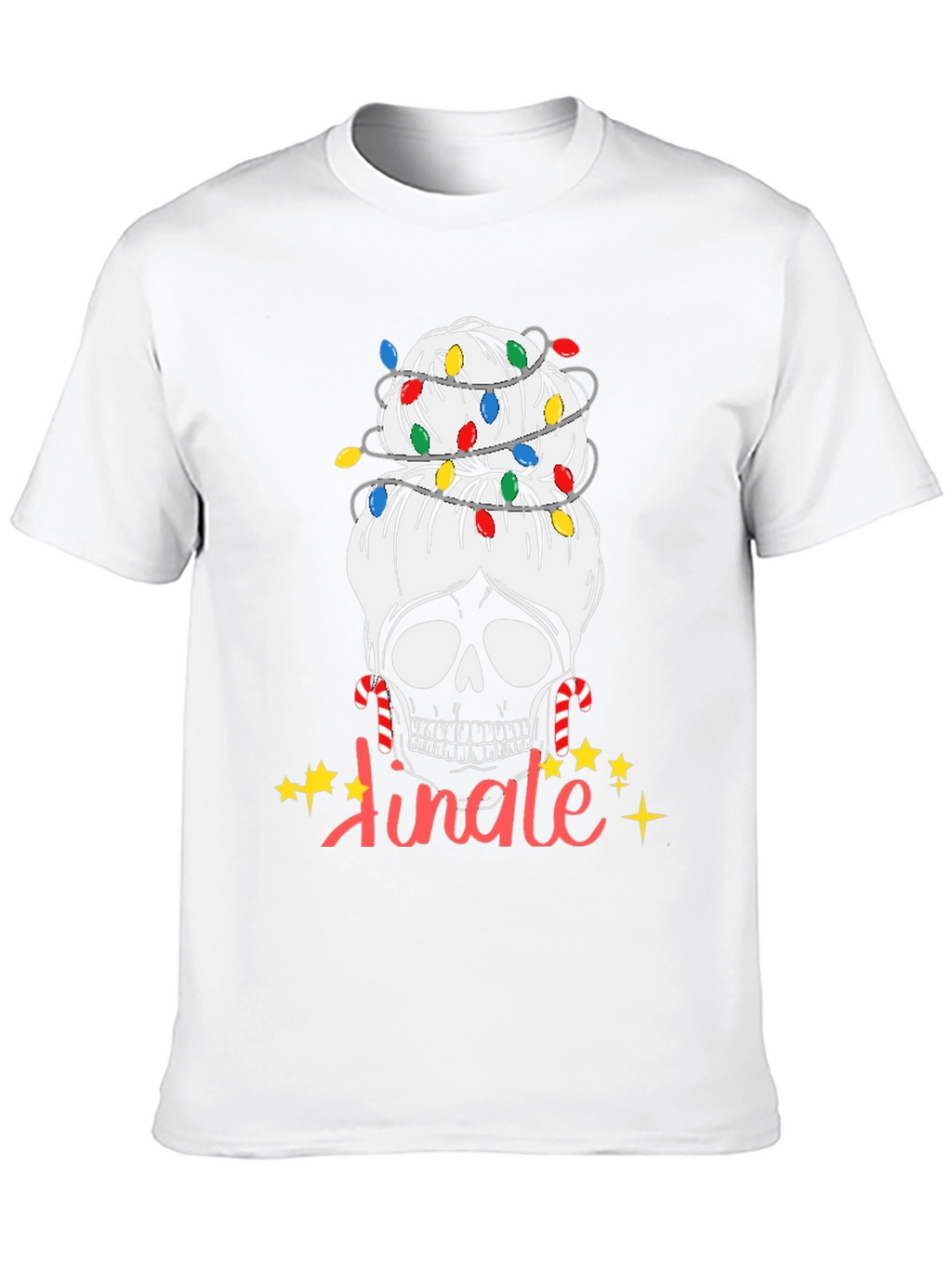 Jingle Skull Messy Bun Christmas T-Shirt